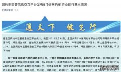 5月共15家网约车平台订单量超30万单 厦门订单合规率最高